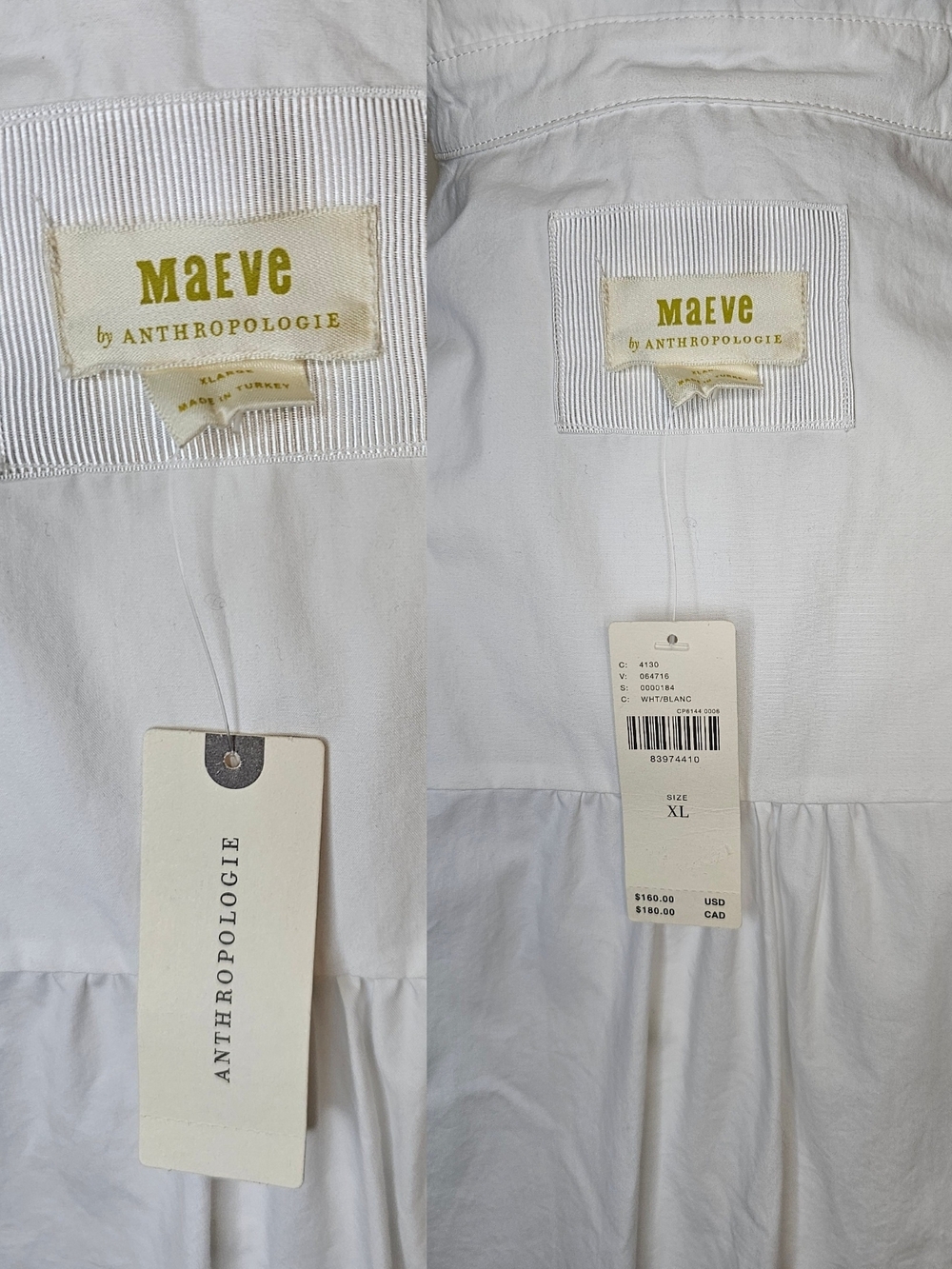 NWT Anthropologie Maeve White Asymmetrical Ruffle Shirt Dress XL - Picture 6 of 10